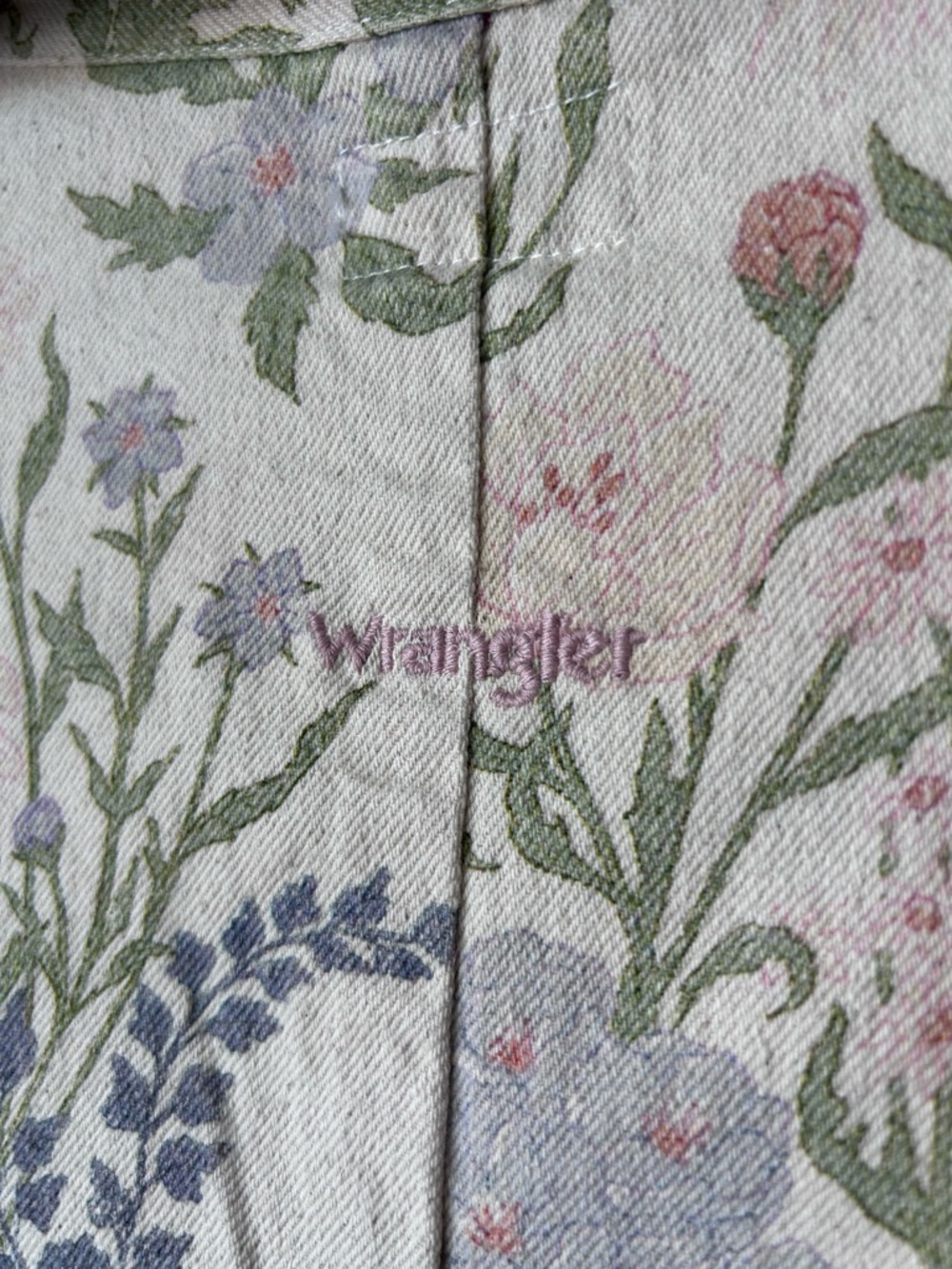 Wrangler X Free People Cream Floral Button-Up Jacket with Pink and Green Print - Picture 12 of 14
